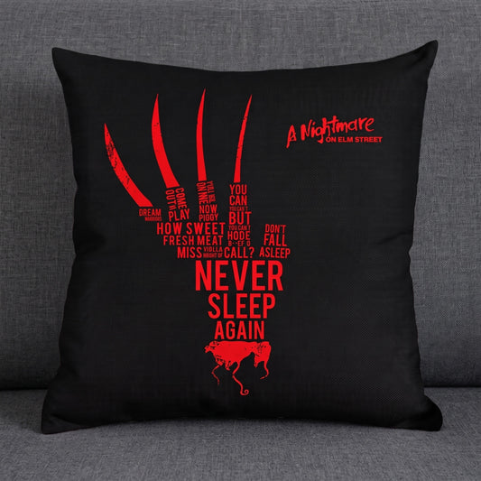 Linen Freddy Claw Typography Word Art Halloween Pillow