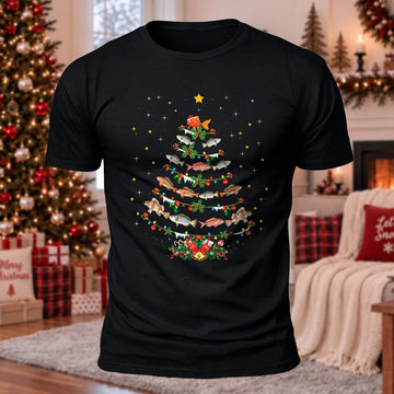 Fishmas Tree Printed Short Sleeve T-Shirt