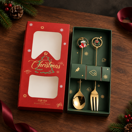 Stainless Steel Christmas Pendant Spoon Fork Set