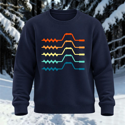 Ice Fishing Drills Printed Round Neck Sweatshirt