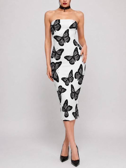Dark Gothic Butterfly-Print Sexy Bodycon Skirt