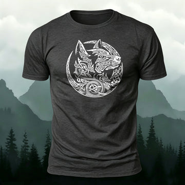Premium Cotton Wolf Circle Totem T-Shirt