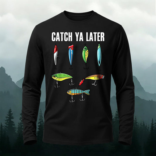 Cartoon Colorful Fish Pattern Simple Casual Long-Sleeve 100% Cotton T-Shirt