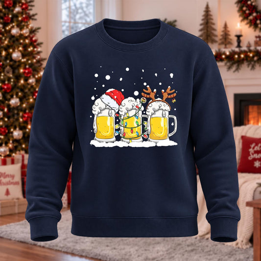 Merry Beermas Printed Round Neck Sweatshirt