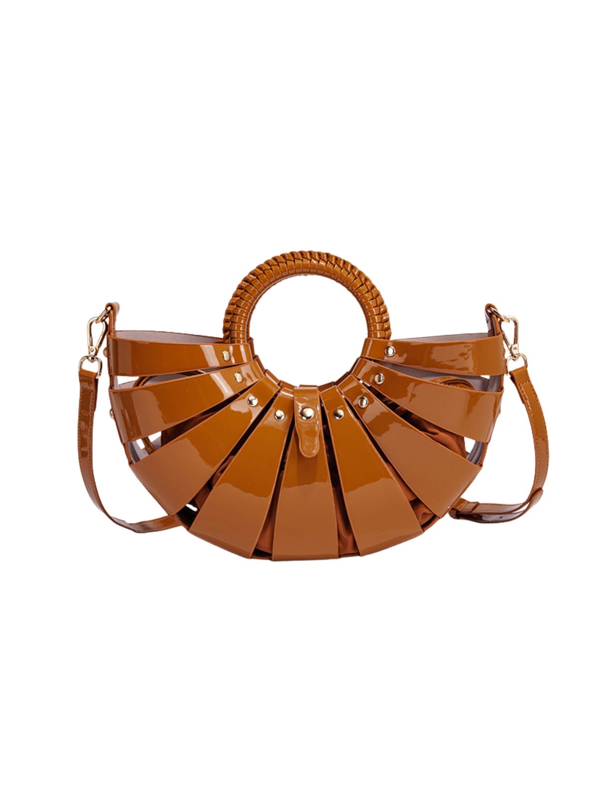 Textured Openwork Shell Crossbody Bag