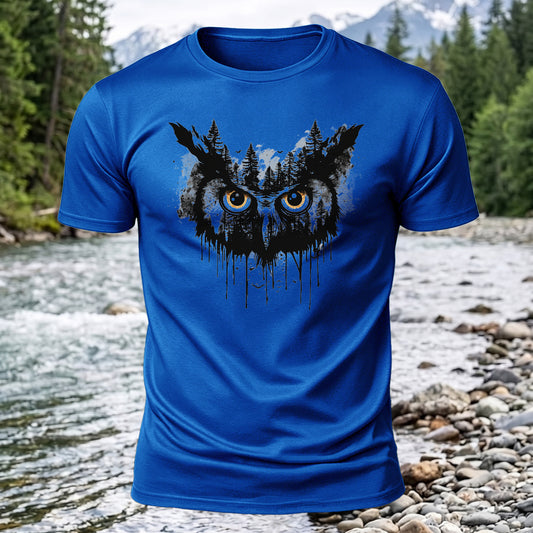 DTG Owl Forest Printed Short Sleeve T-Shirt