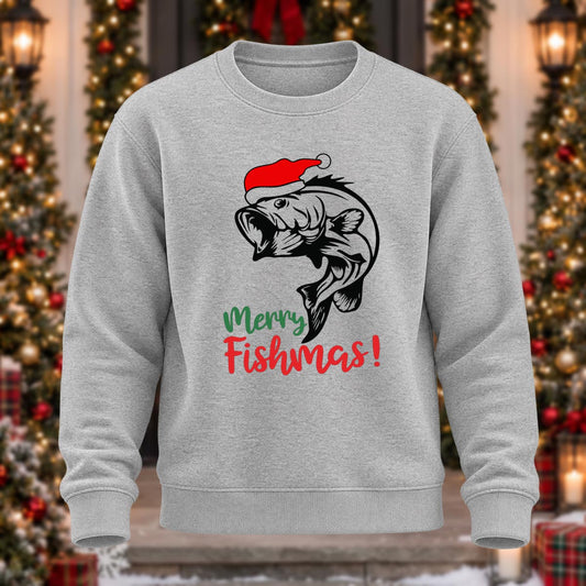 Merry Fishmas Printed Crew Neck Sweatshirt