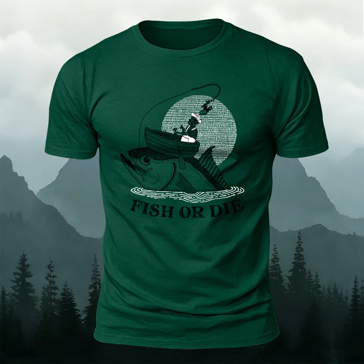 Fish Or Die Printed Casual Cotton T-Shirt