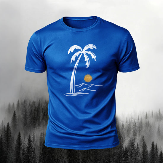 Mountain Series Simple Pattern Cotton Breathable T-Shirt Blue