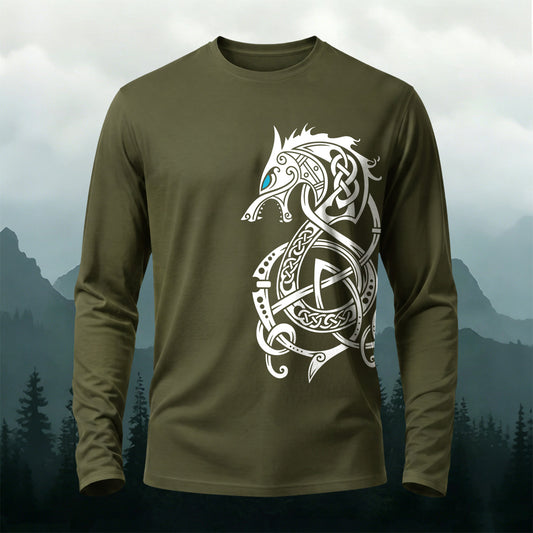 Sublimation Dragon Totem Casual Long-Sleeve Cotton Tee