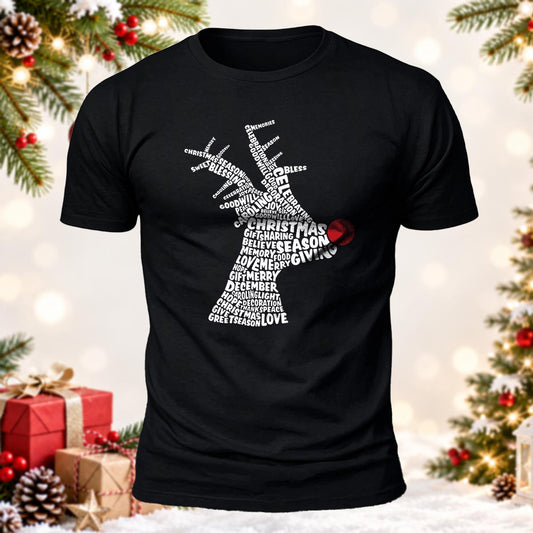 Christmas Reindeer Word Cloud Printed Short Sleeve T-Shirt