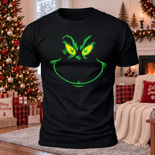 Grinch Face Printed Casual Short Sleeve T-Shirt