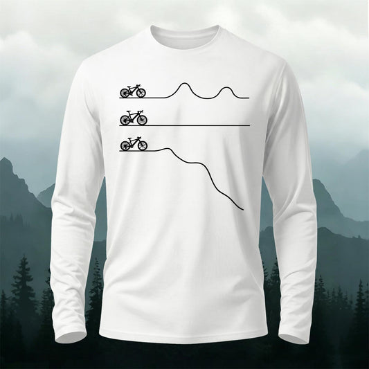 Outdoor Cycling Road Print Casual Long-Sleeve 100% Cotton T-Shirt