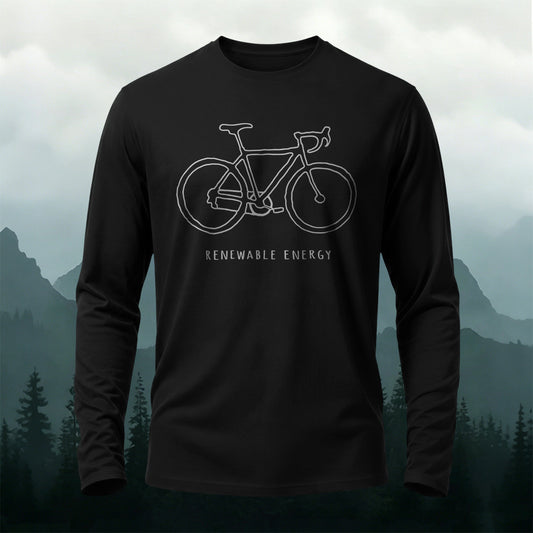 Bicycle Print Pattern Casual Long-Sleeve 100% Cotton T-Shirt