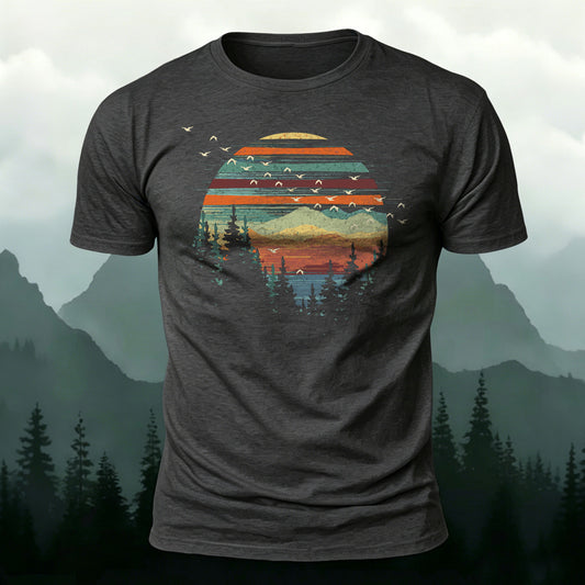 Soft Cotton Colorful Forest Art Print Casual T-Shirt