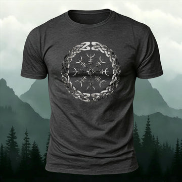Viking Vegvisir Totem Printed Short Sleeve T-Shirt