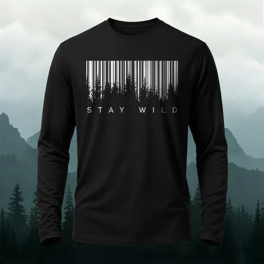 Stay Wild Pattern Natural Casual Long-Sleeve Cotton Tee