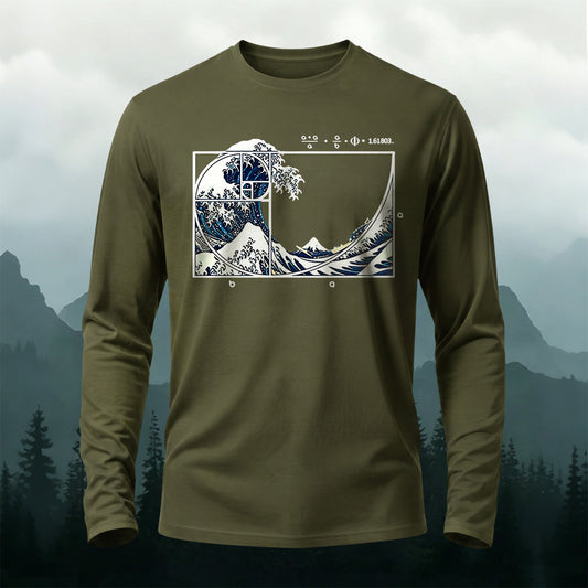 Waves Pattern Print Long-Sleeve T-Shirt