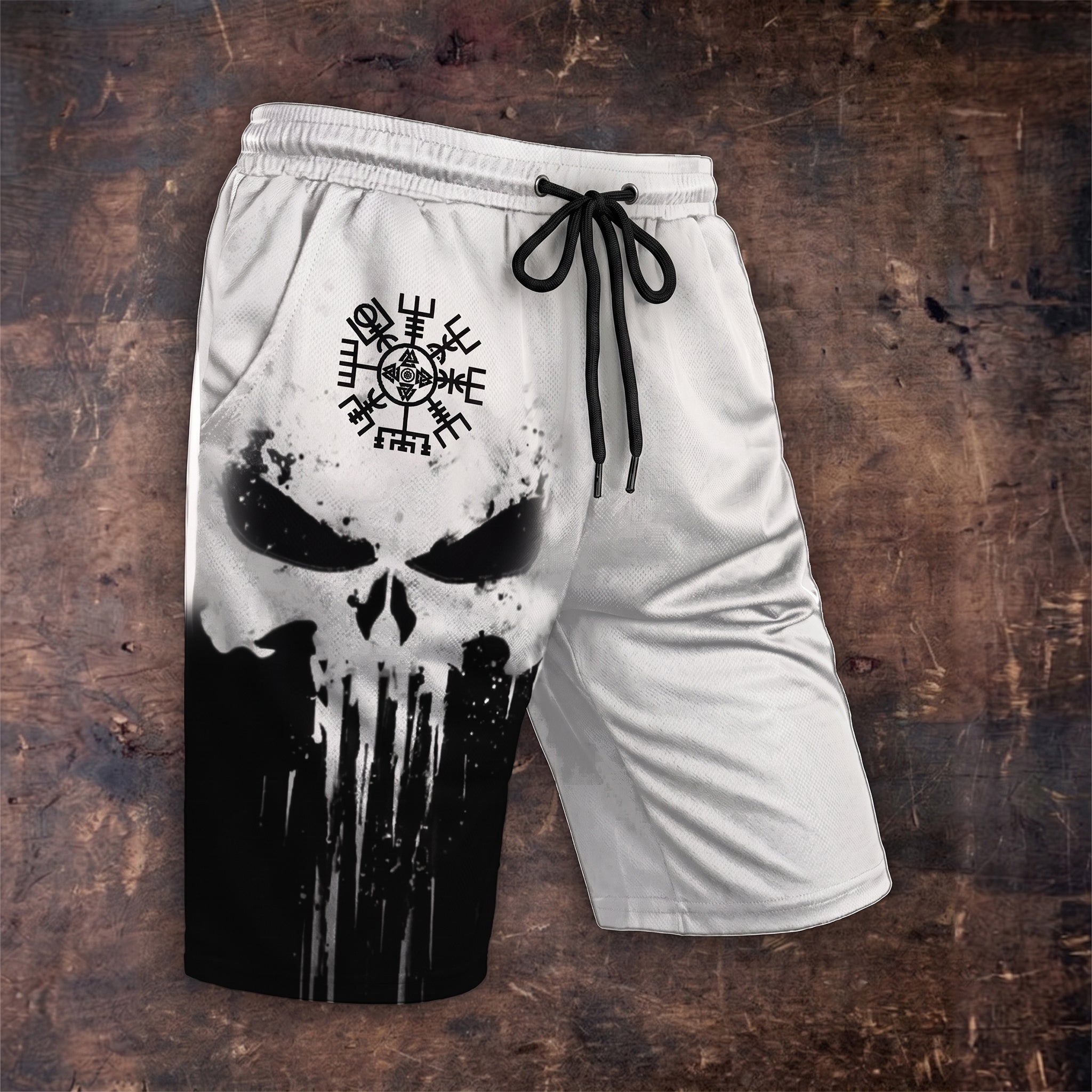 Retro Skull Viking Totem Street Trend Casual Shorts
