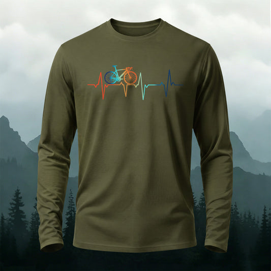 Bicycle Color Print Casual Long-Sleeve Cotton Tee