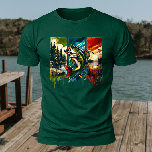 Big Mouthed Fish Printed Short Sleeve T-Shirt