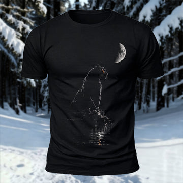 DTG Moonlight Panther Printed Short Sleeve T-Shirt