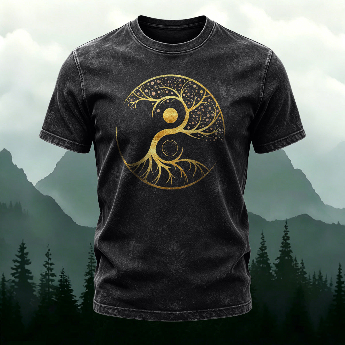 Tree Pattern Print Ultra-soft Fabric Casual T-Shirt