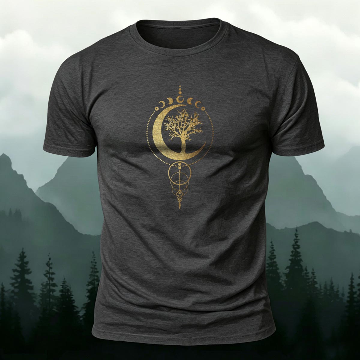 Forest Moon Art Print Casual Cotton T-Shirt