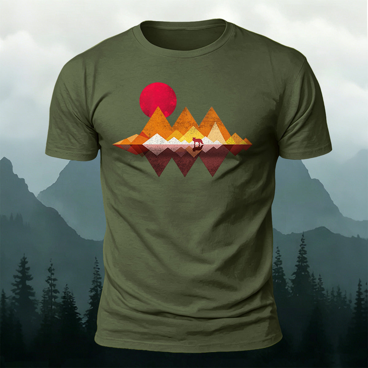 Geometric Mountain Minimalist Natural Breathable T-Shirt