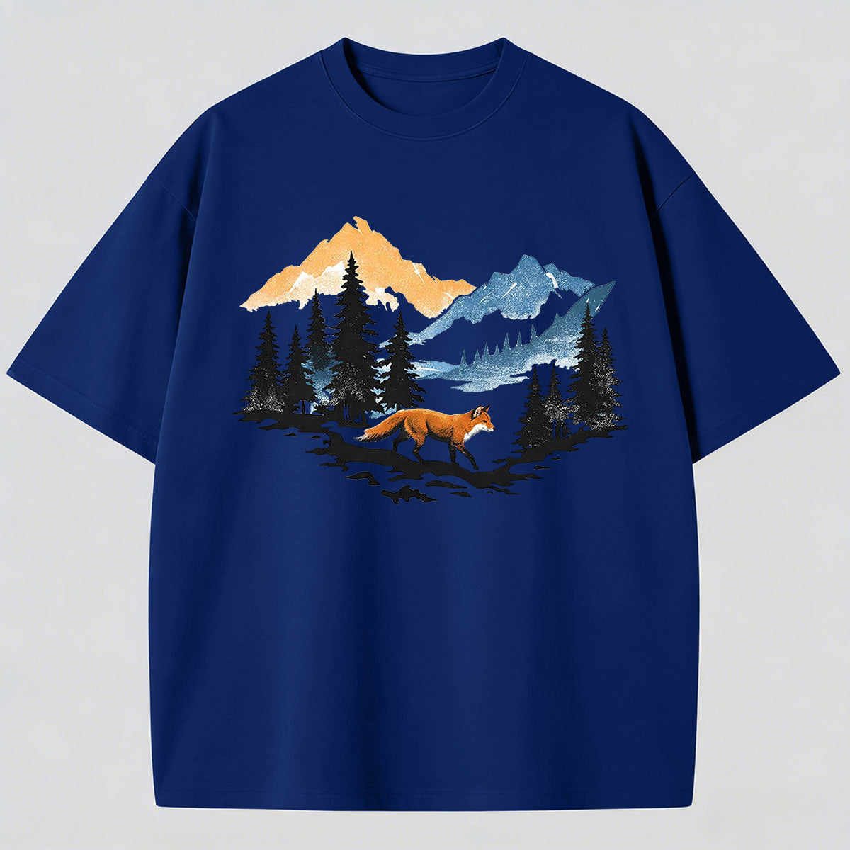 Men's Beautiful Landscape Painting Print Cotton T-Shirt