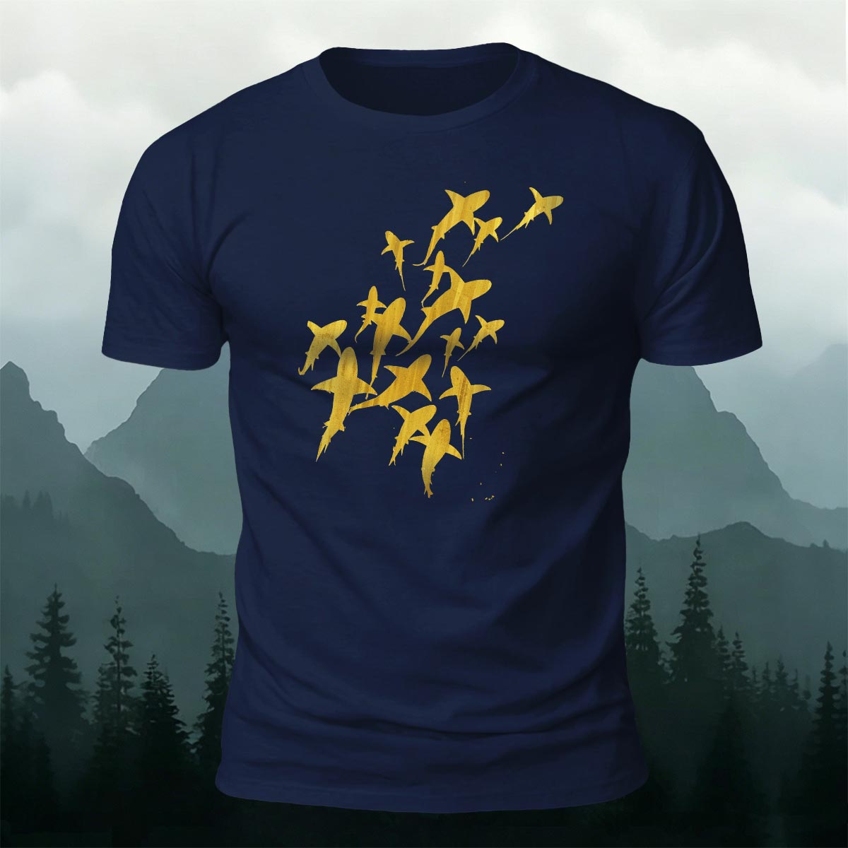 Fun Flying Fish Pattern Fashion Skin-friendly T-shirt