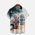 Einstein Cartoon Pattern Hawaiian Vacation Style Shirt