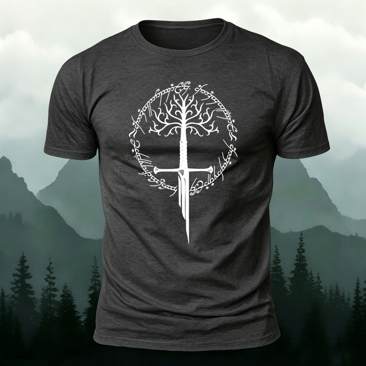 Artistic Pattern Minimalist Premium Cotton T-Shirt Dark Grey