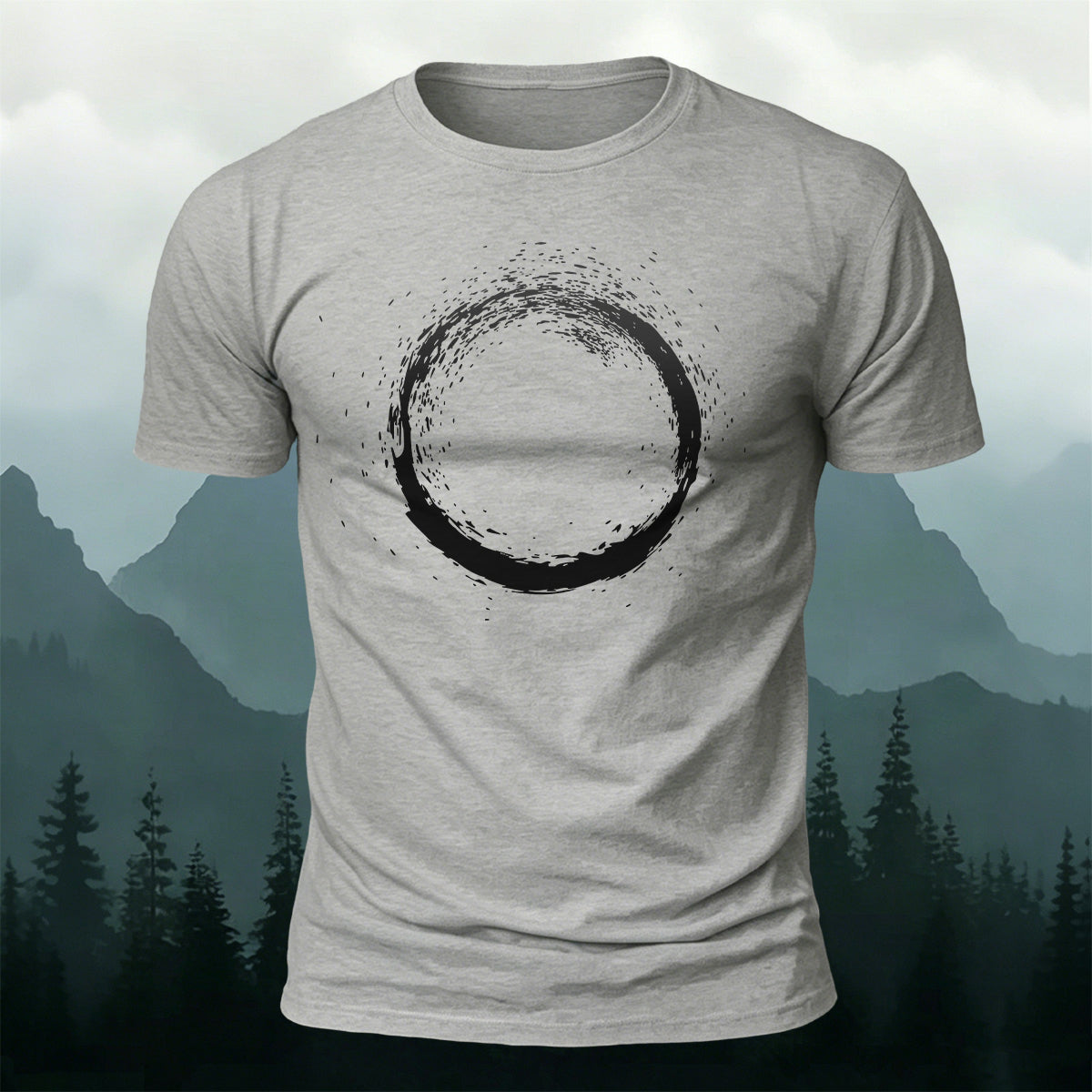 Artistic Zen-Inspired Print Casual Cotton T-Shirt