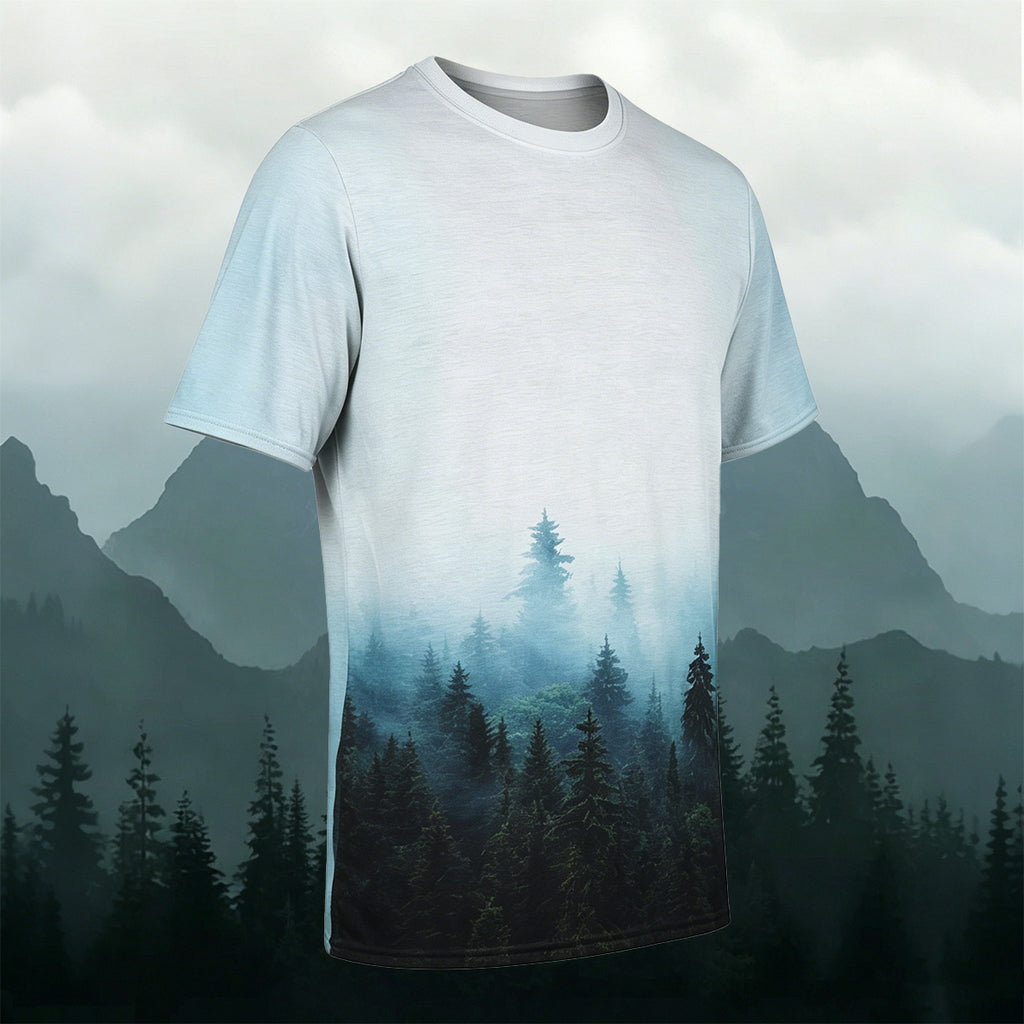 Solid Forest Print Casual T-Shirt