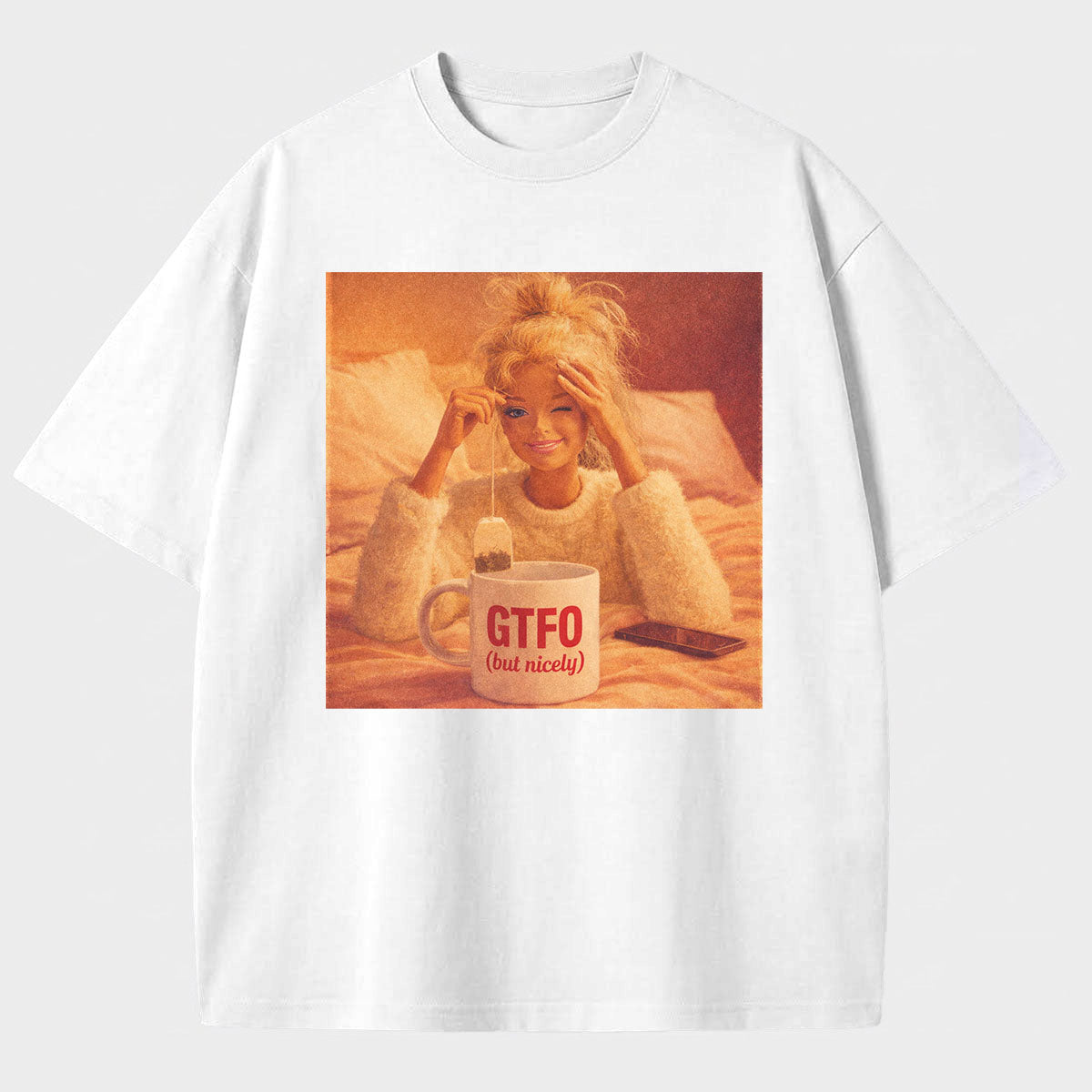 Beautiful Meme Print Pattern Cotton T-Shirt