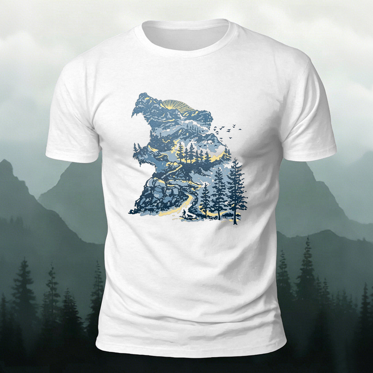 Art Forest Print Casual Soft-Touch Cotton T-Shirt