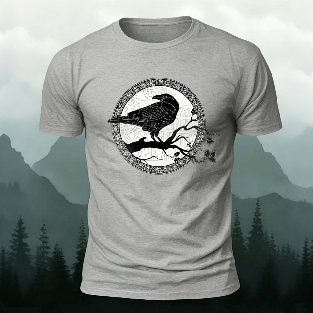 Bird and Branch Pattern Soft-touch Feel T-shirt