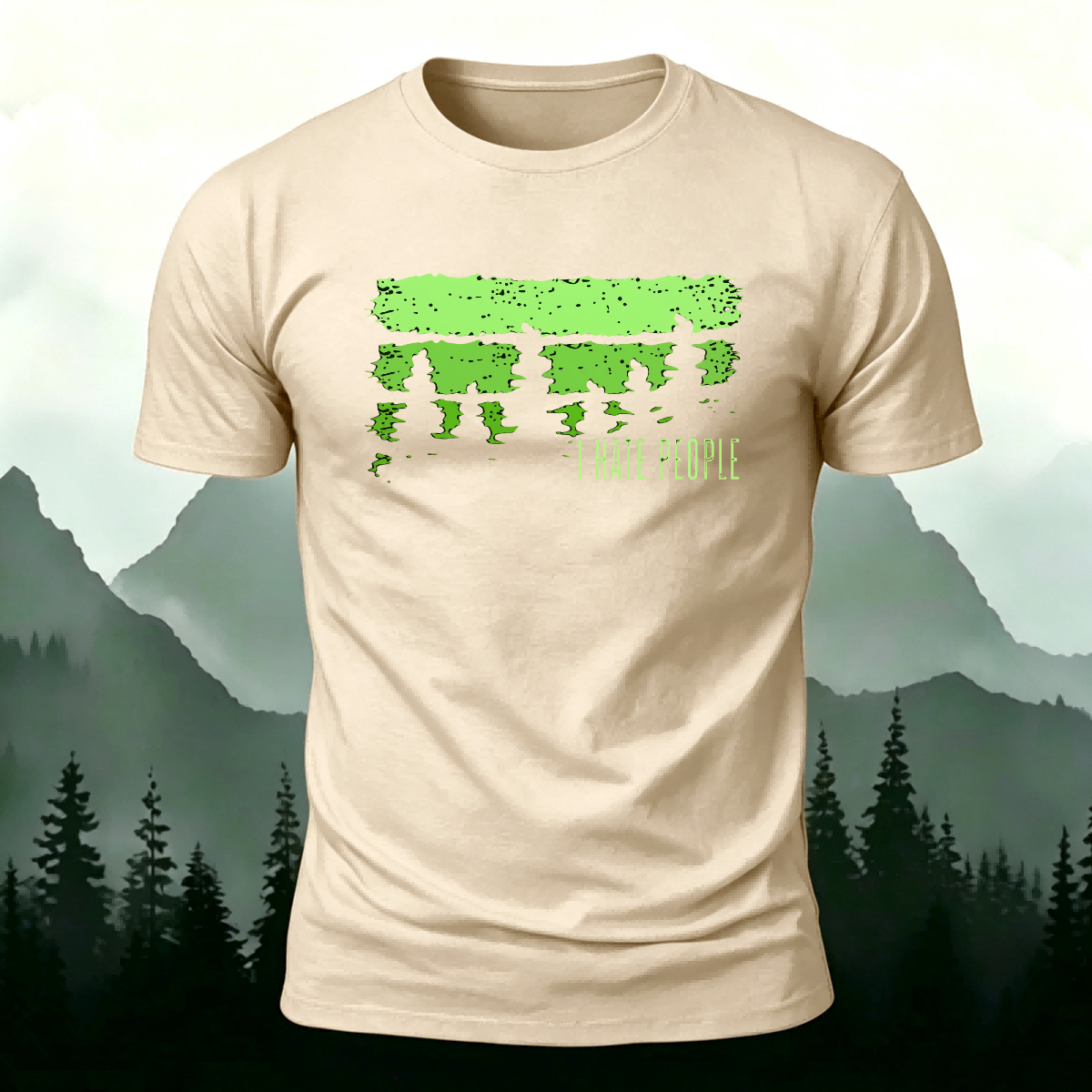 Green Printed Fashion Outdoor Breathable Material Tee Beige