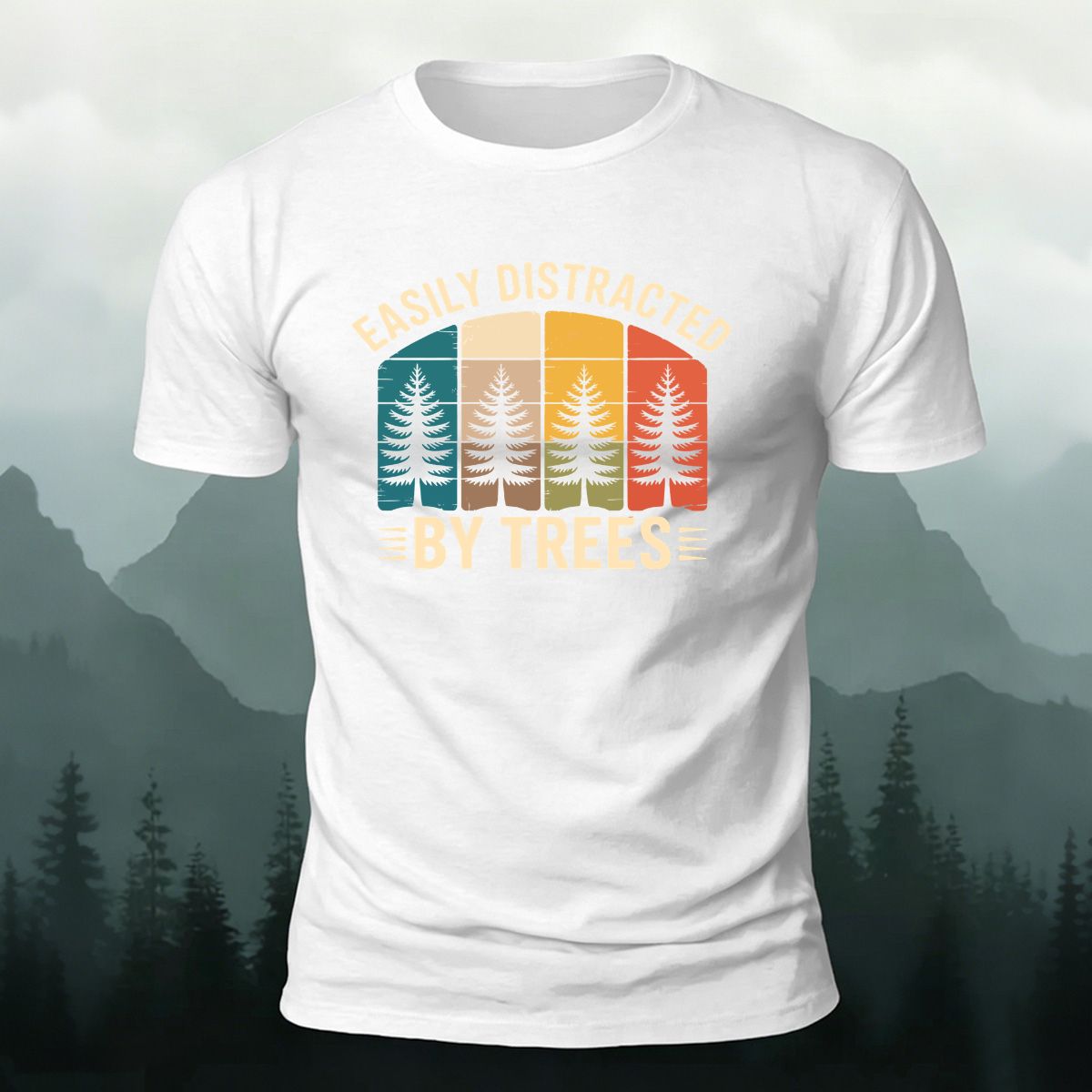 Eaily Ditracted Print 100% Cotton Crew Neck T-Shirt White