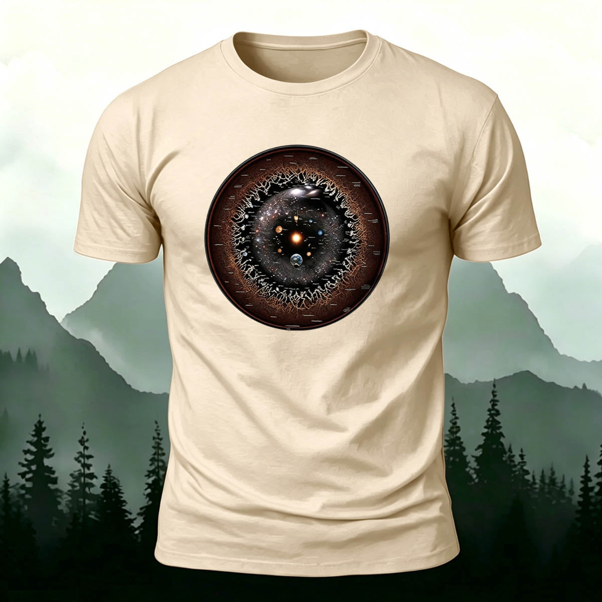 Galaxy Eye Creative Print Casual 100% Cotton T-Shirt