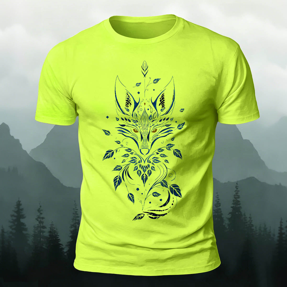 Fox Mythology Totem Print 100% Cotton T-Shirt