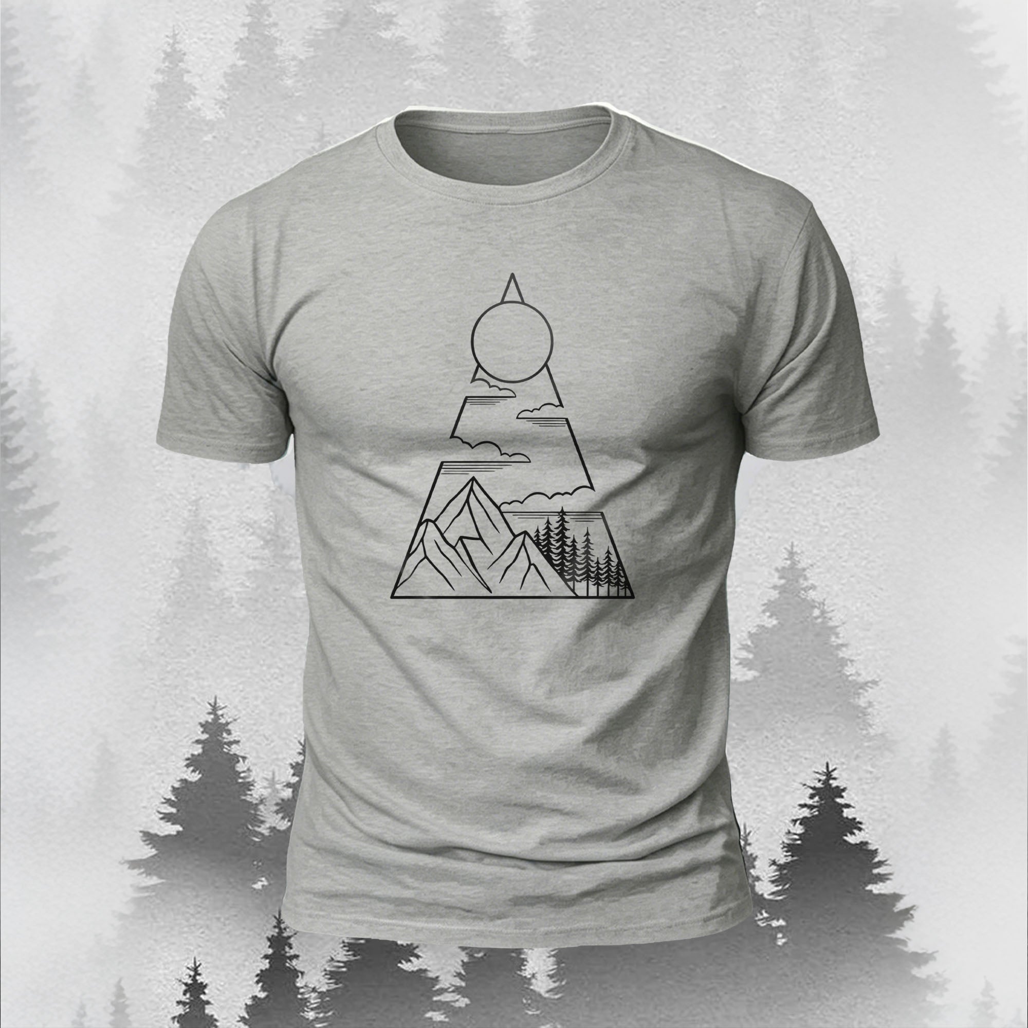 Mountain Series Geometric Pattern Comfortable Cotton T-Shirt