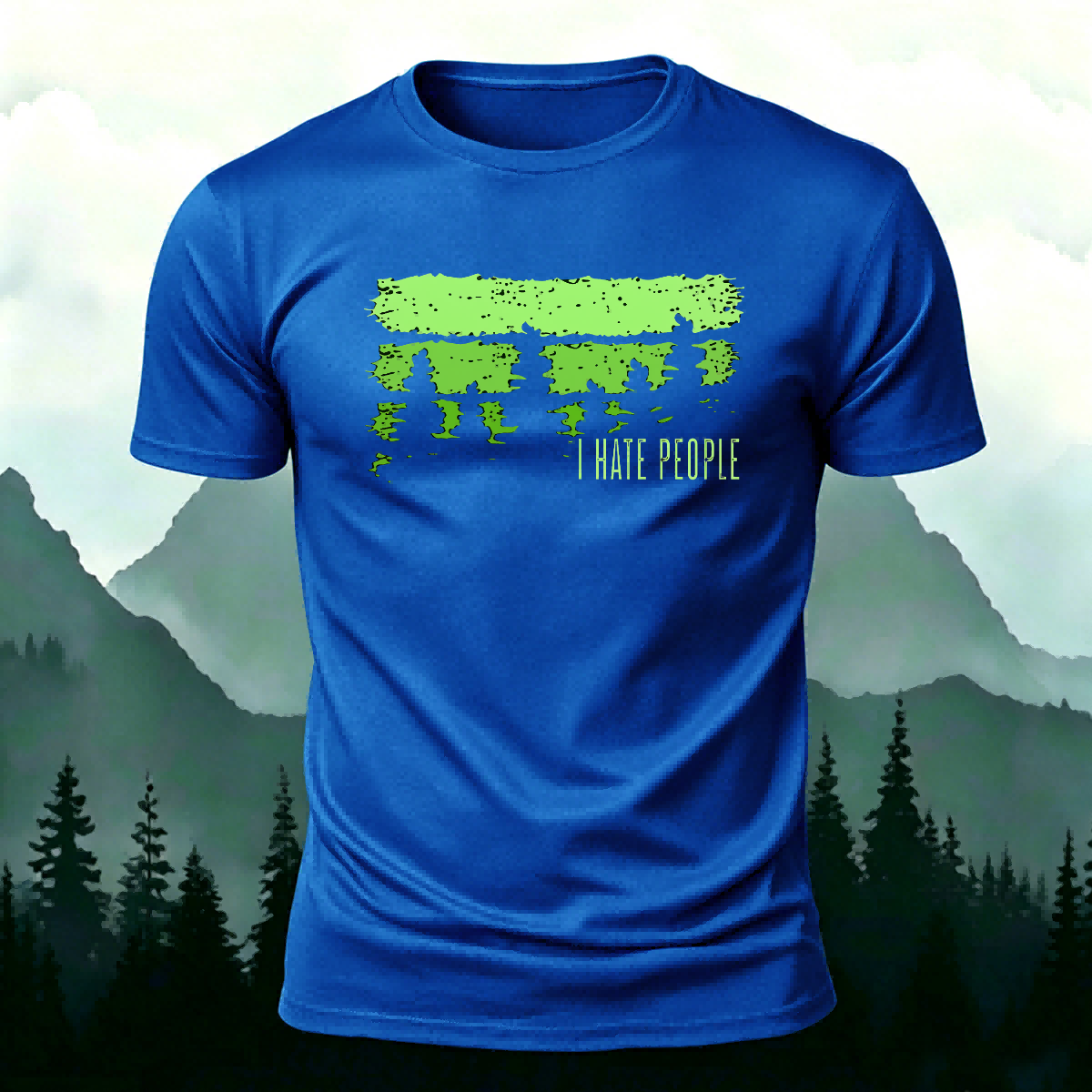 Green Printed Fashion Outdoor Breathable Material Tee Blue