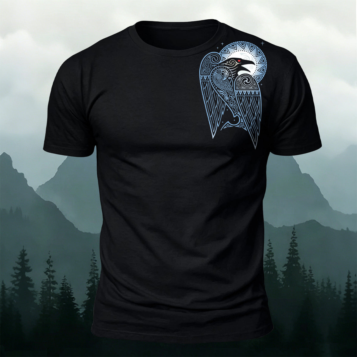 Raven Totem Print Soft-Touch Cotton T-Shirt