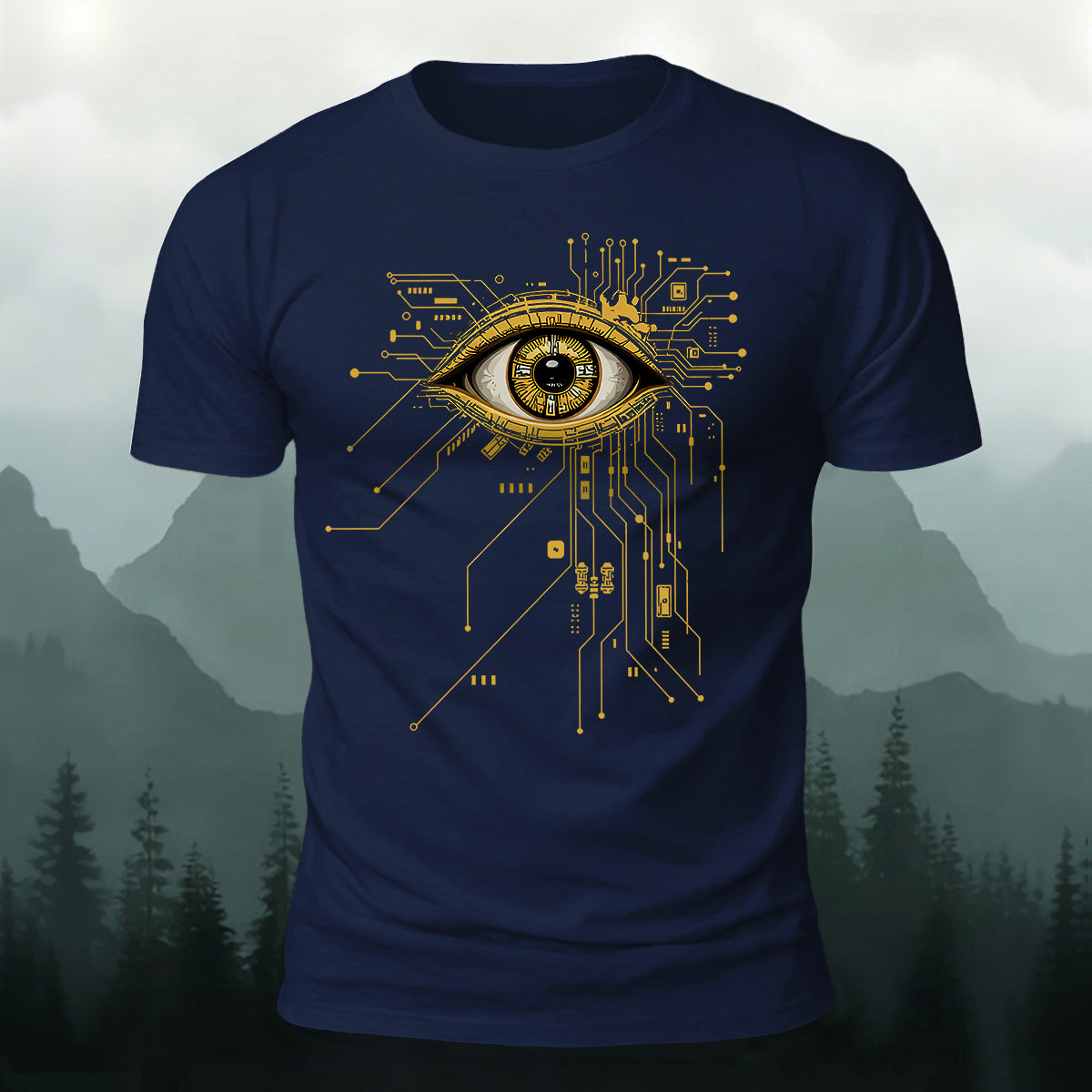 Cool Artistic Eyes Premium Cotton Casual T-shirt Navy