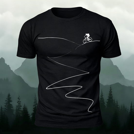 Cycling Minimalist Line Pattern Breathable T-Shirt Black