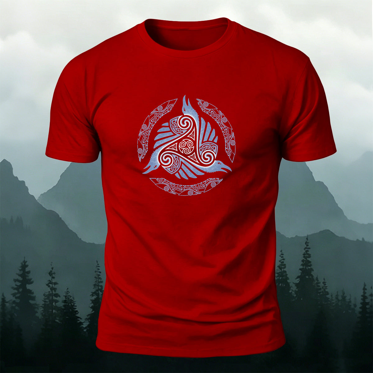 Viking Totem Print Casual Cotton T-Shirt