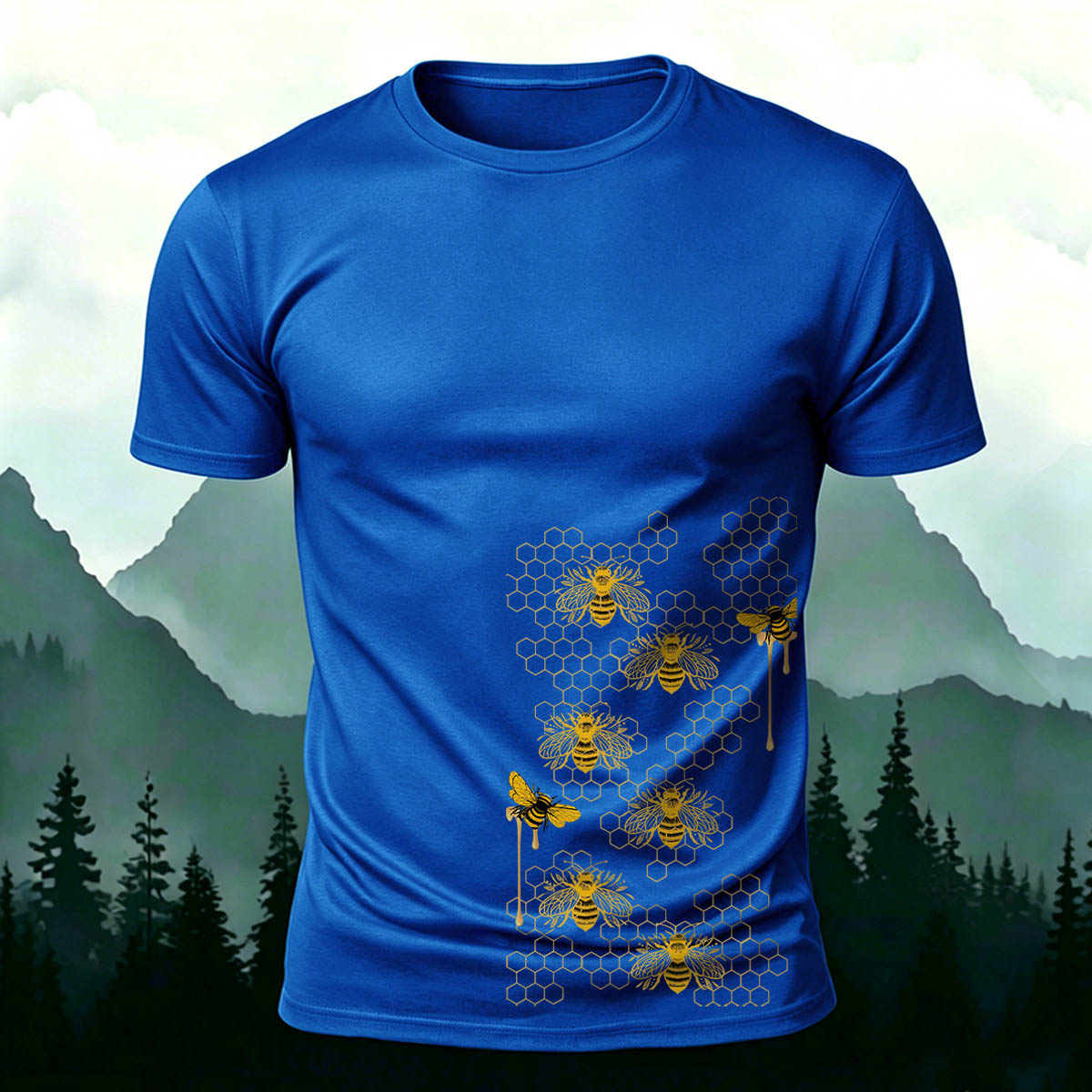 Bees Pattern Natural Casual Premium Cotton T-Shirt