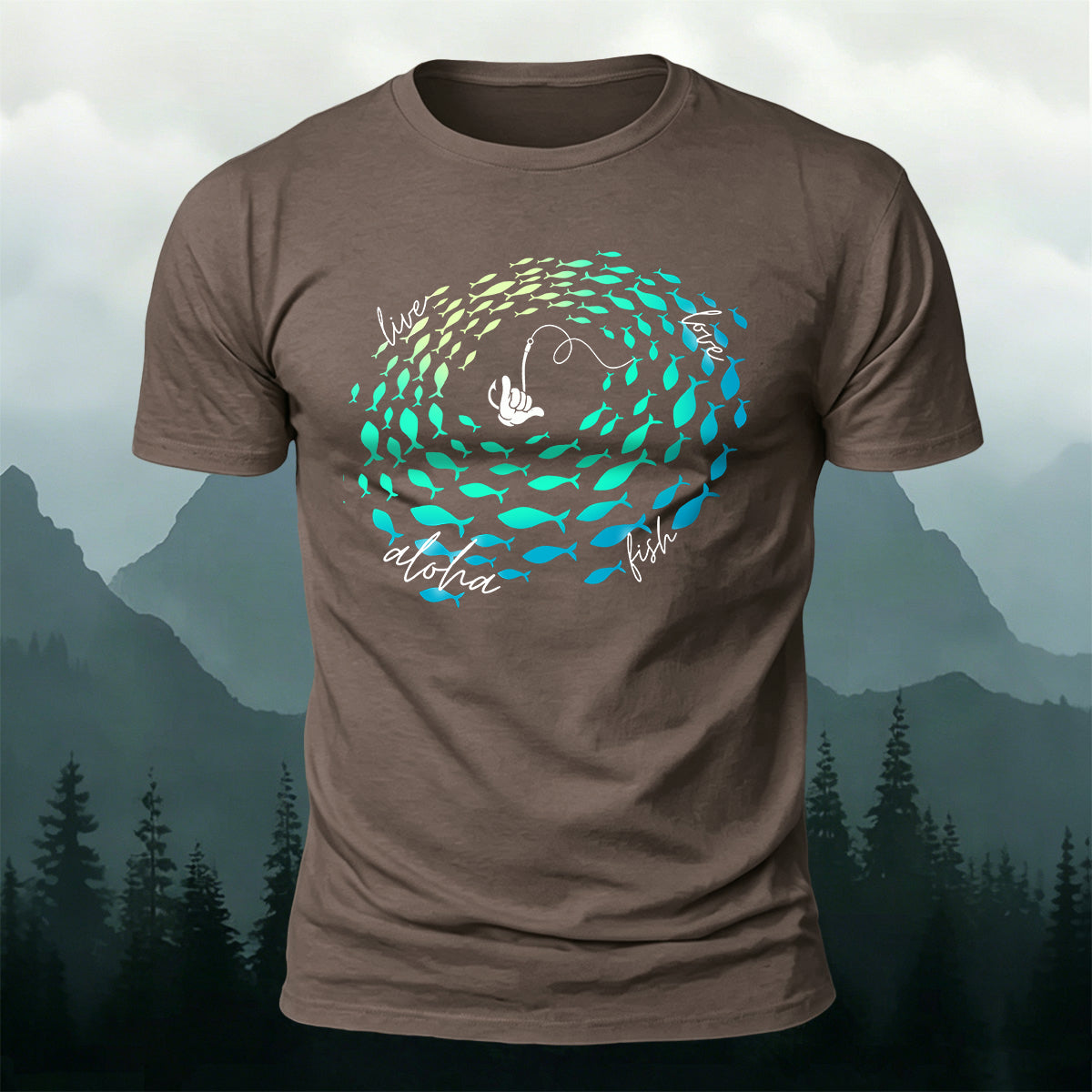 Stylish Fishing-Print Soft-Touch Cotton T-Shirt